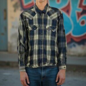 ❤️cowboy by lammles Men's Plaid Western Shirt M